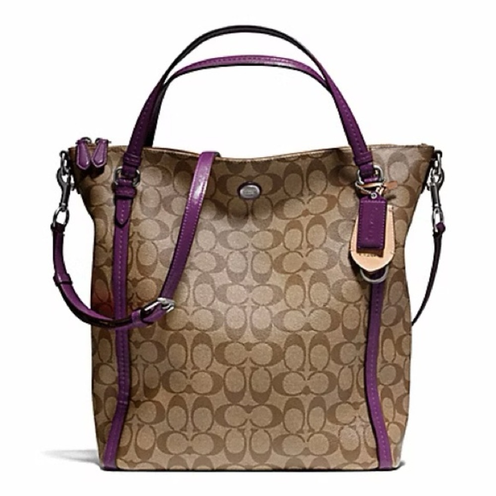 New NWOT Coach large brown signature Peyton shoulder & crossbody strap bag tote